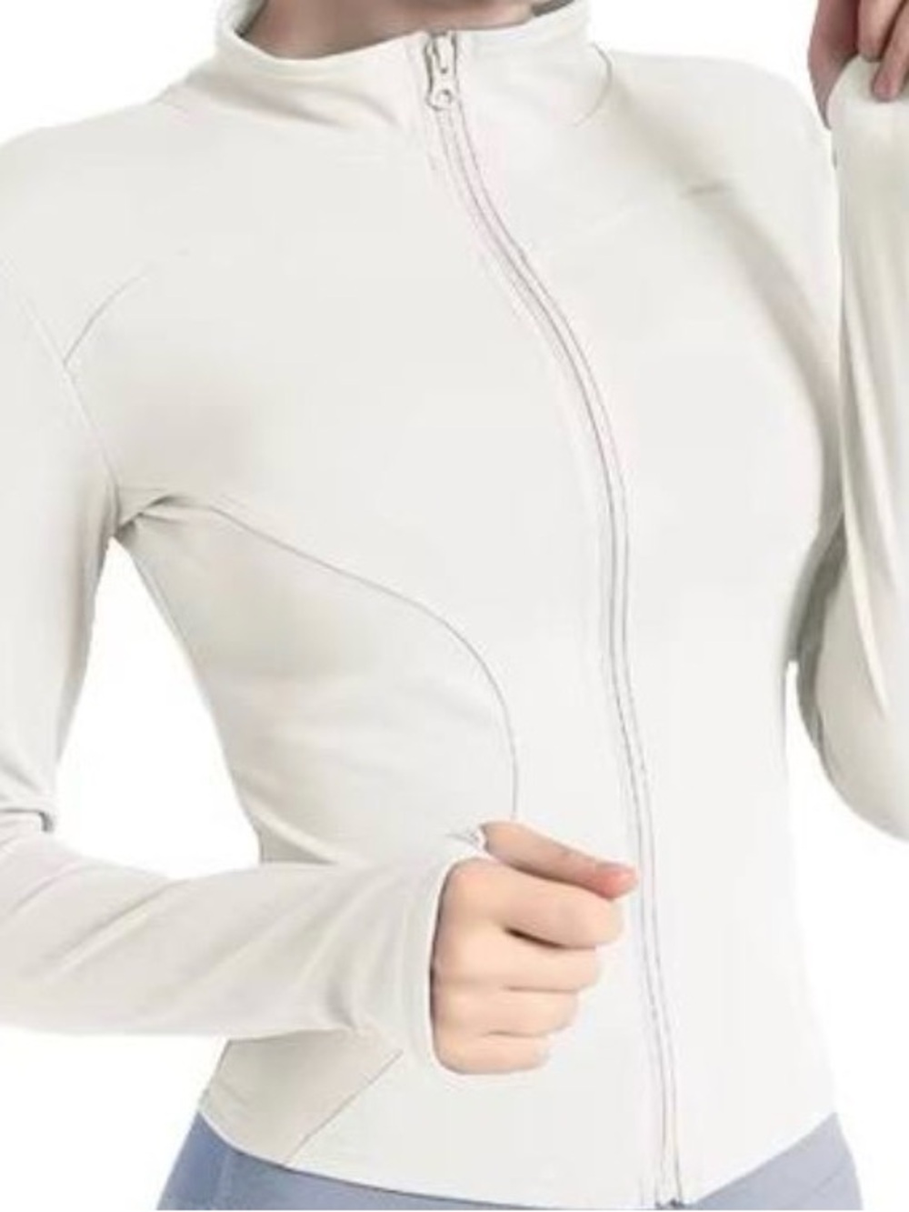 Cream Define-Style Zip-Up Jacket - Size Small